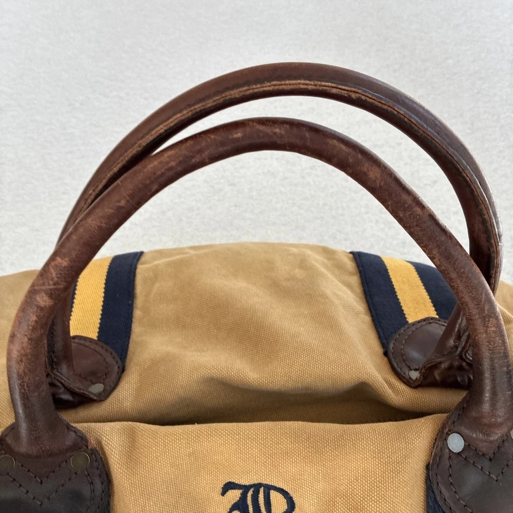 Vintage Rugby Ralph Lauren - Preppy Large Canvas Duffle Weekender Bag Khaki Tan
